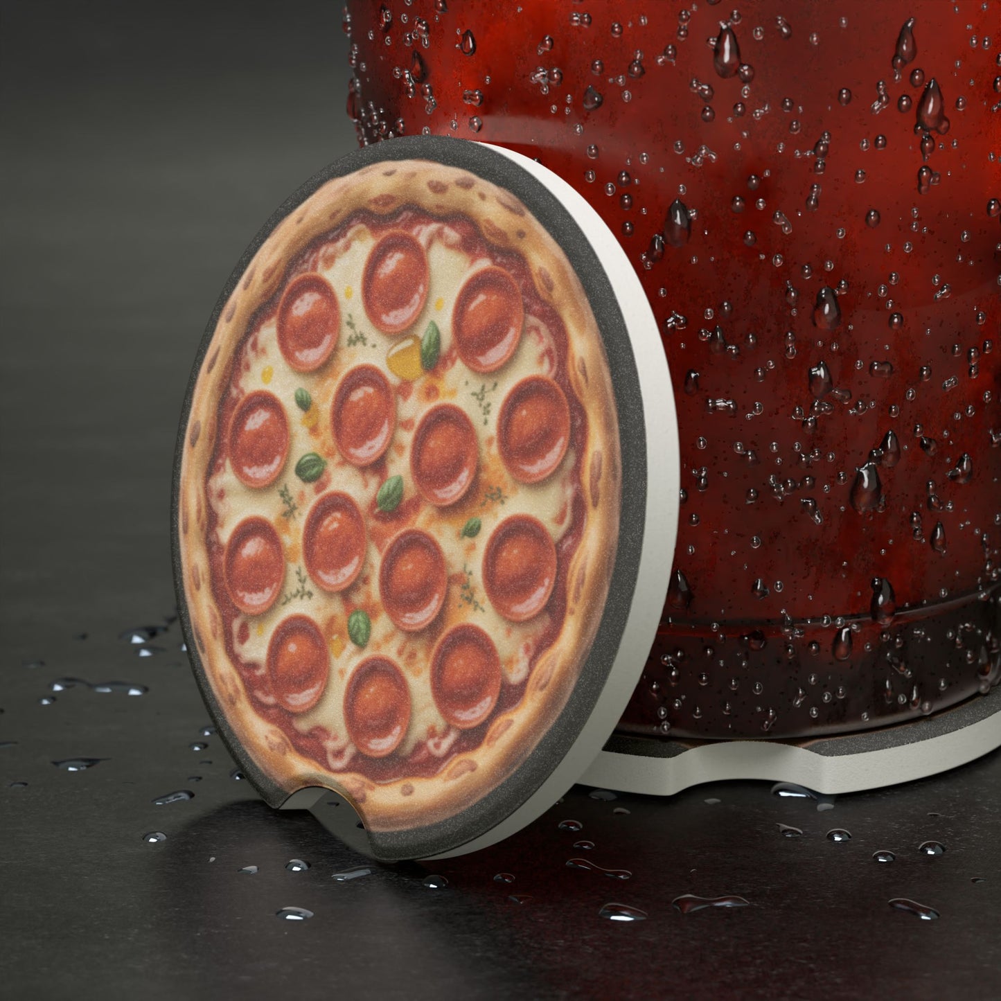 Pizza Soapstone Car Coaster